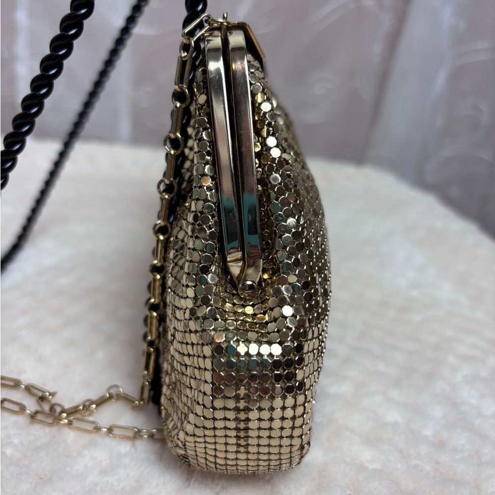 Whiting & Davis Gold Metal Mesh Crossbody Bag - Picture 9 of 14